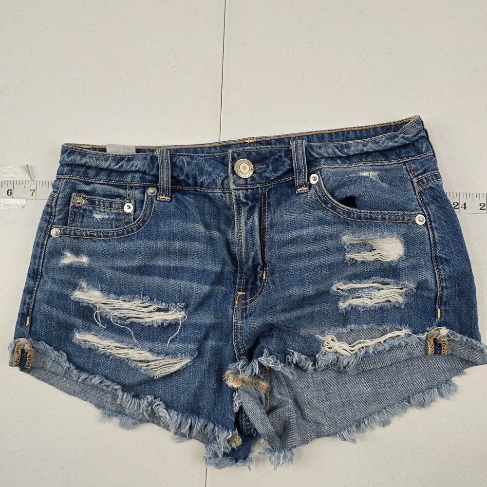 American Eagle tomgirl shortie‎ denim shorts size 0 blue 5283